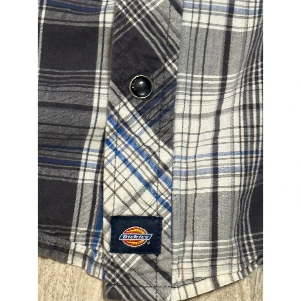 Dickies Boys M Plaid Western Shirt Long‎ Sleeve Button Up Pockets Casual